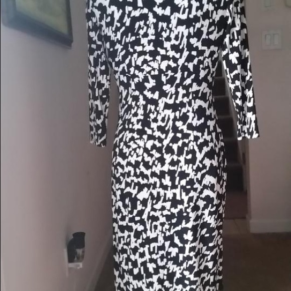 Ralph Lauren Womens Dress 8 Black White Faux-Wrap - Picture 4 of 11